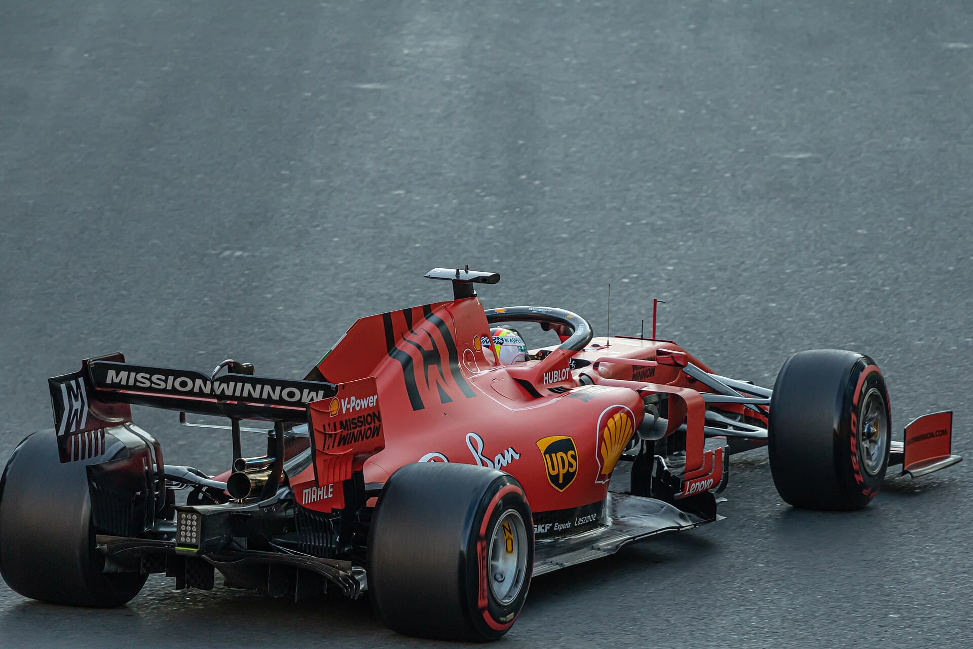Sebastian Vettel driving a red Ferrari Formula 1 car during the 2019 Azerbaijan Grand Prix weekend in Baku