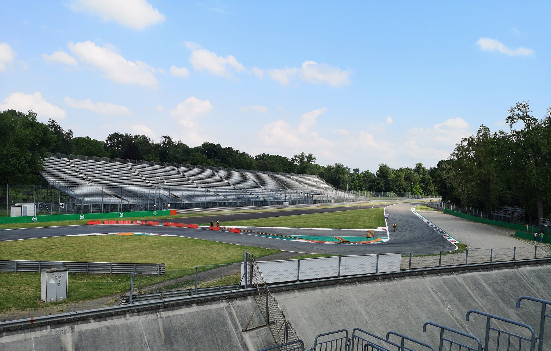 The first chicane and spectator grandstands at Autodromo Nazionale Monza