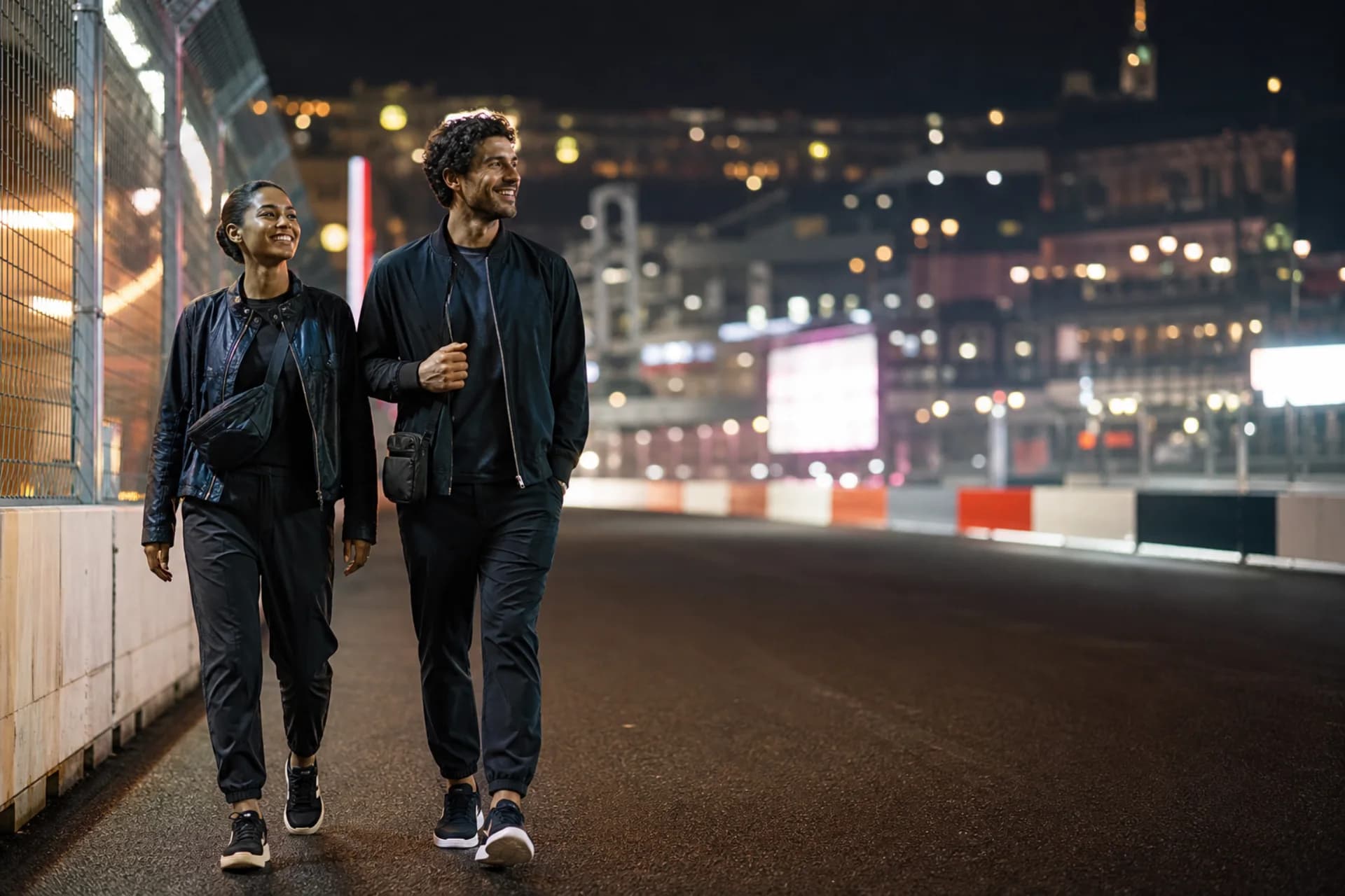 Night-race outfit, an original fictional editorial scene